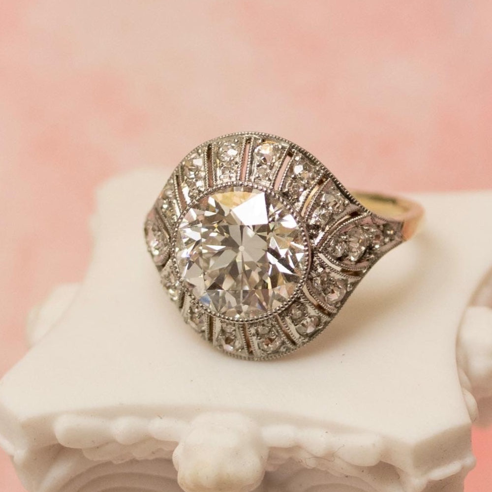 Edwardian/Deco 2.90 Carat Diamond Engagement Ring - GIA G VS1 - 8