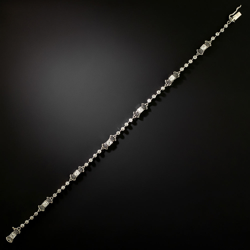 Edwardian Delicate Diamond Filigree Bracelet - 2