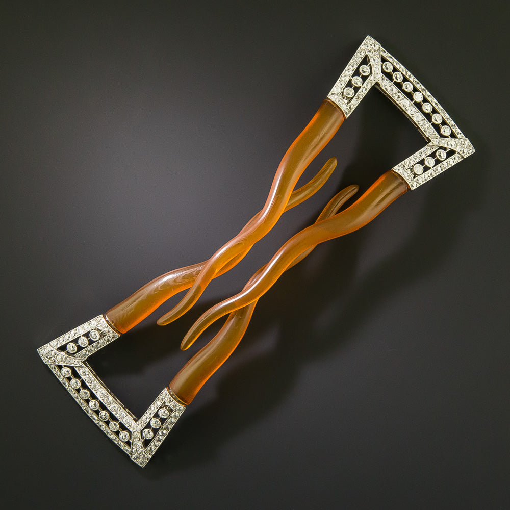Edwardian Diamond and Horn Hair Combs - 3