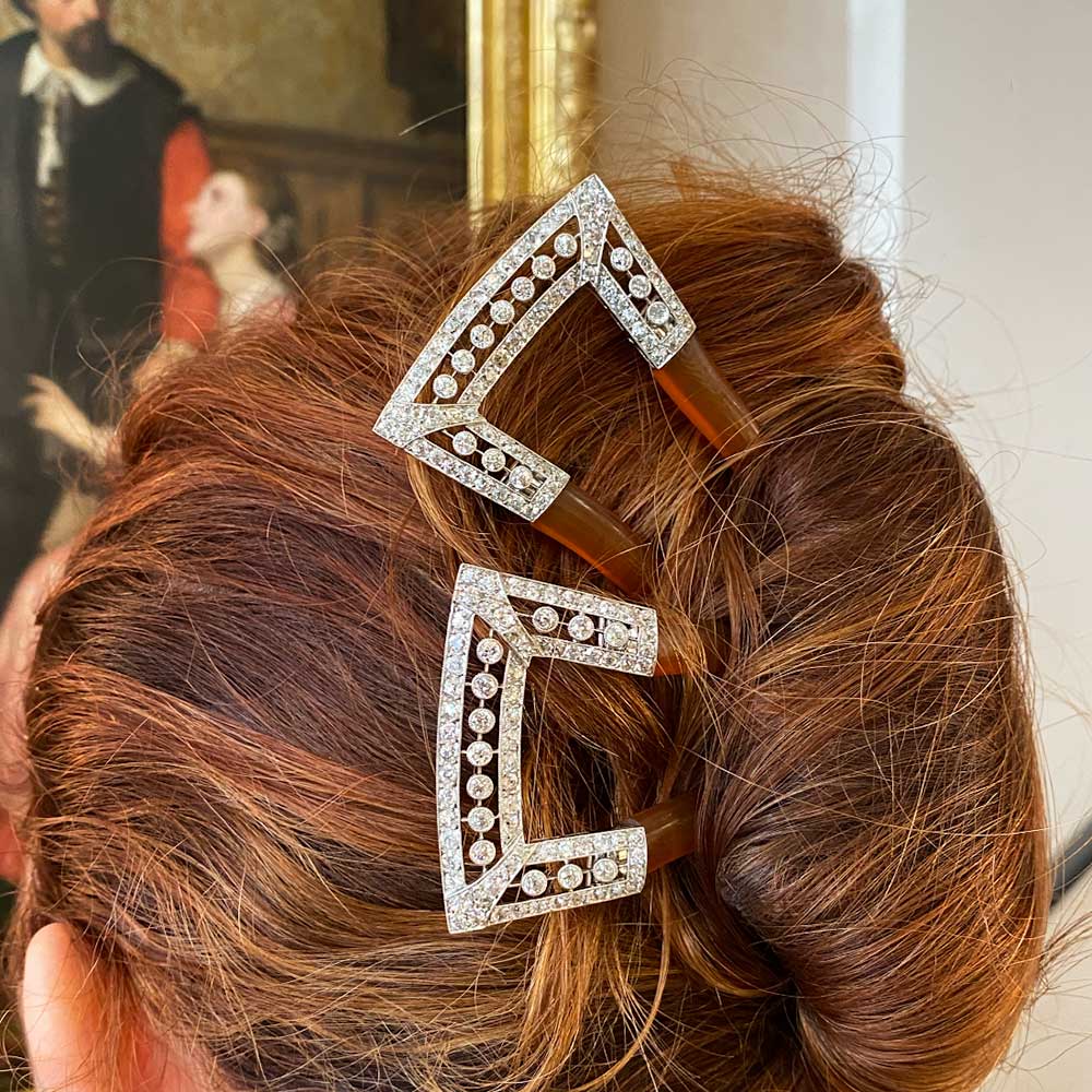 Edwardian Diamond and Horn Hair Combs - 8