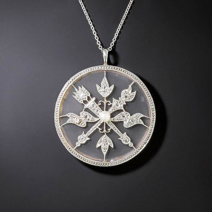 Edwardian Diamond and Natural Pearl Pendant