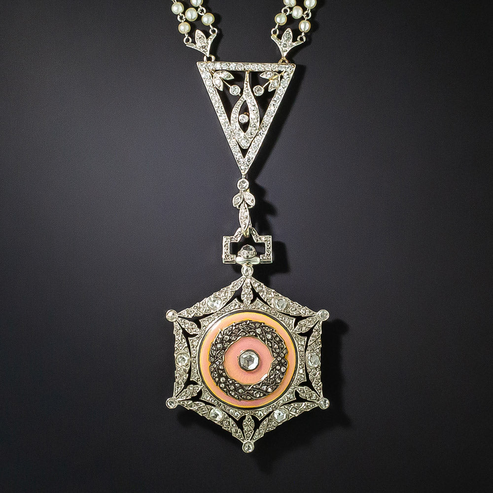 Edwardian Diamond and Pearl Boucheron Watch Necklace - 2