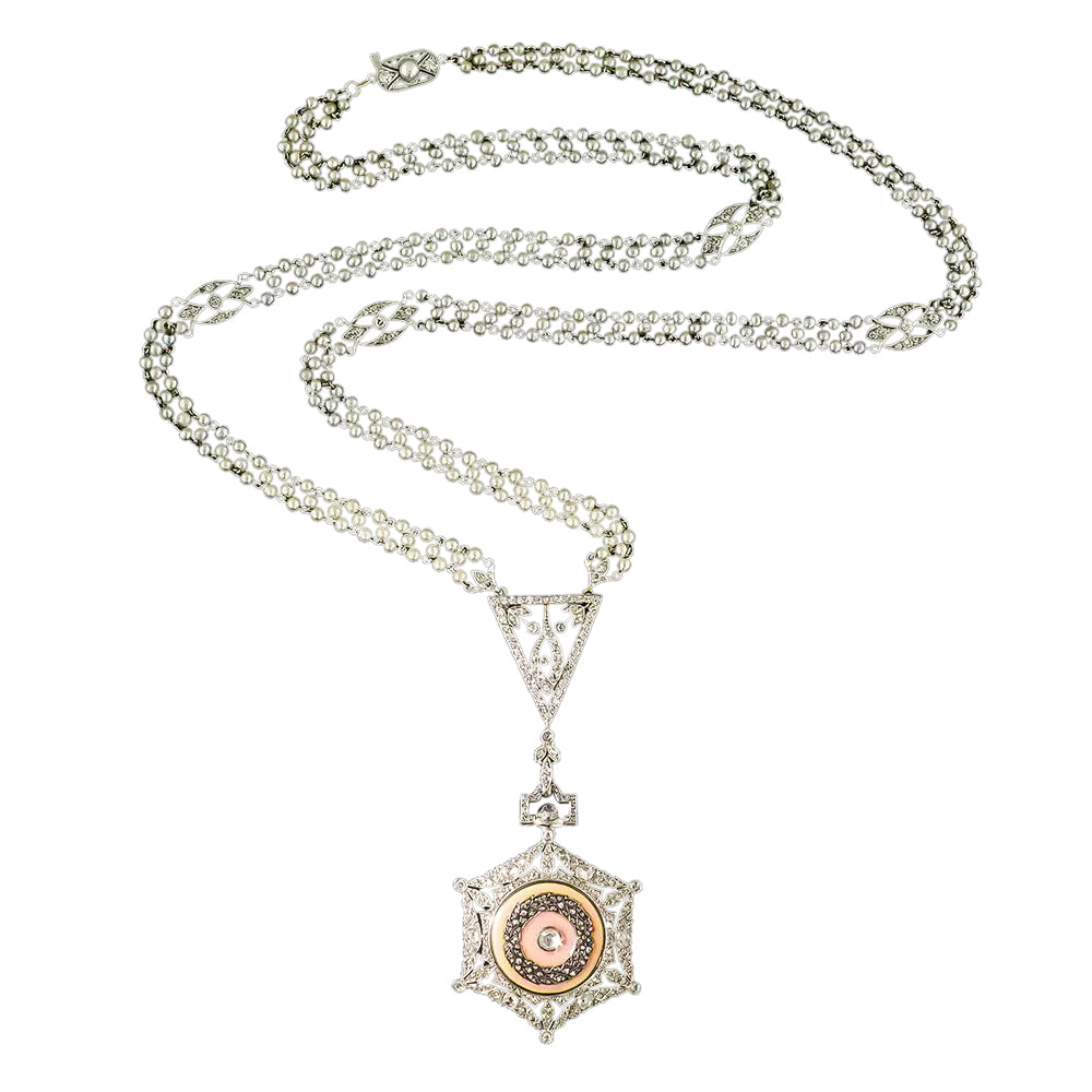 Edwardian Diamond and Pearl Boucheron Watch Necklace - 4