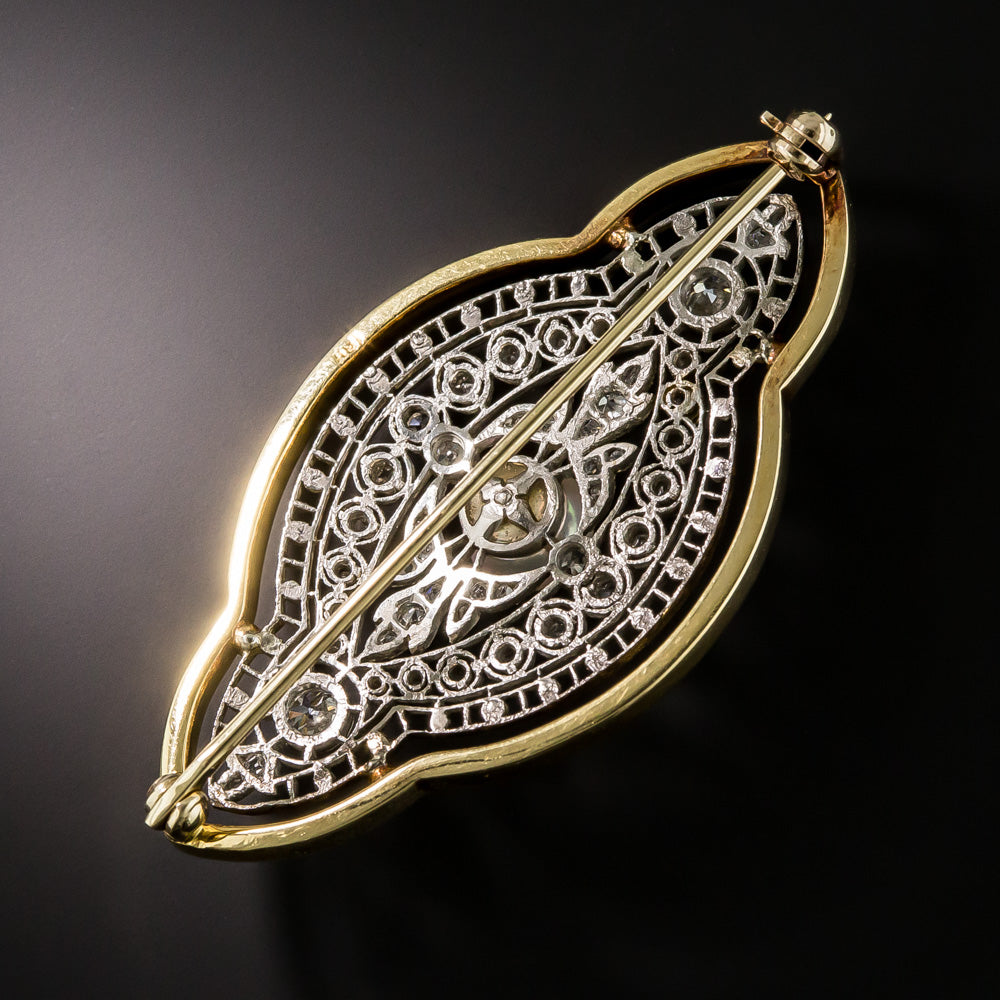 Edwardian Diamond and Pearl Brooch - 4