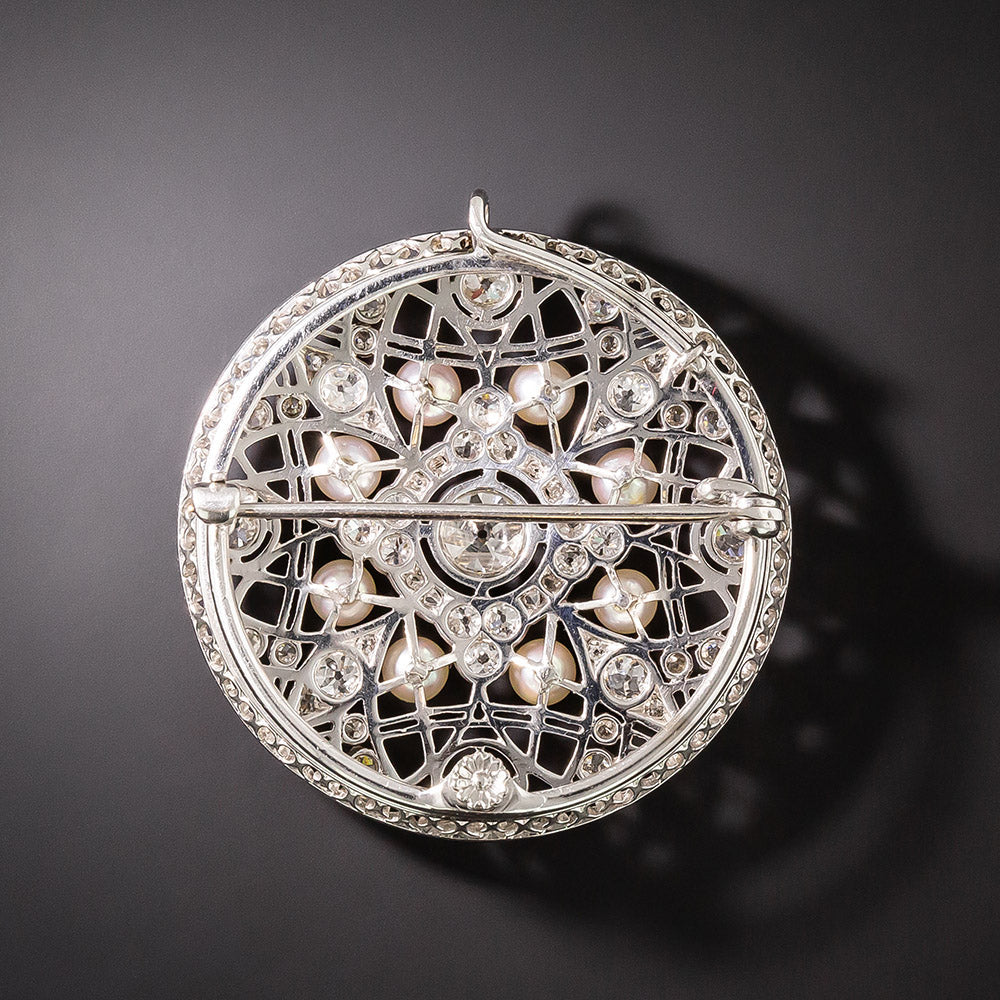 Edwardian Diamond and Pearl Circle Pendant/Brooch - 3