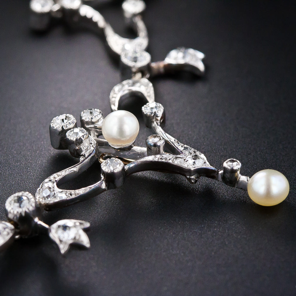 Edwardian Diamond and Pearl Necklace - 10