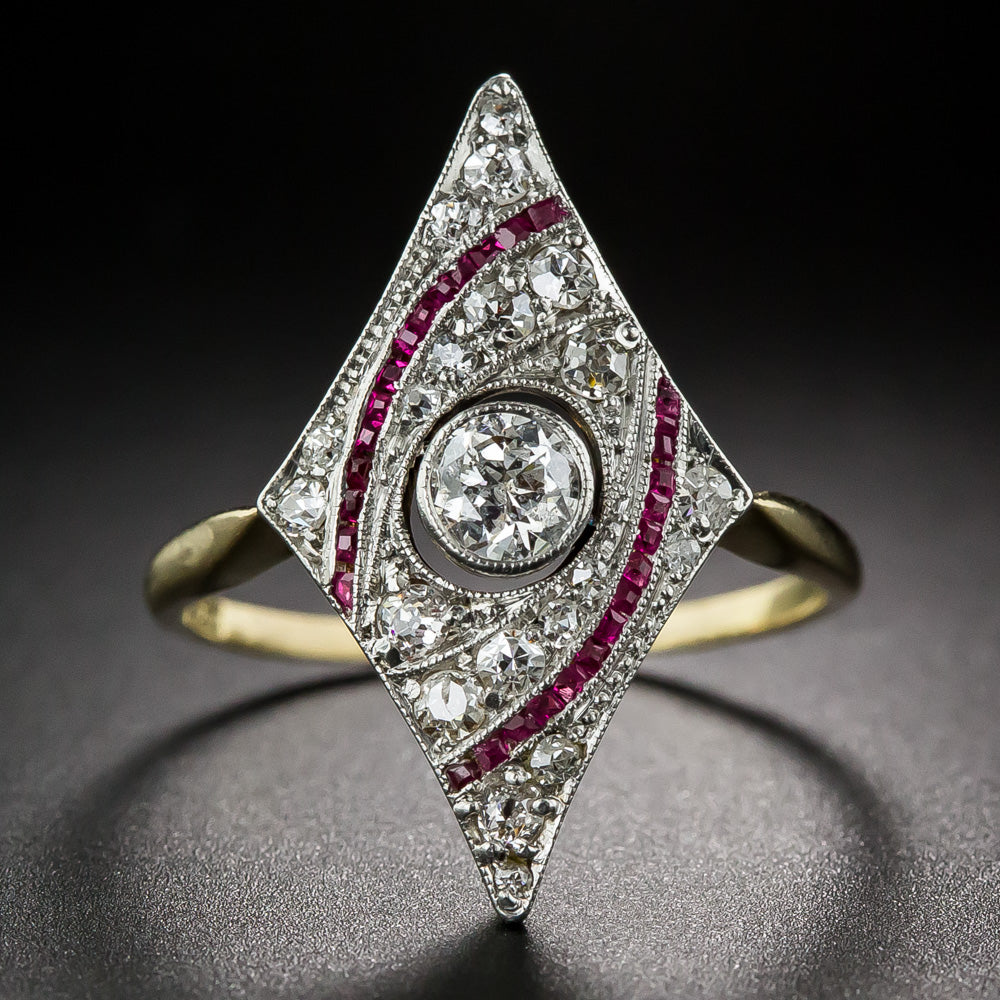 Edwardian Diamond and Ruby Dinner Ring - 6