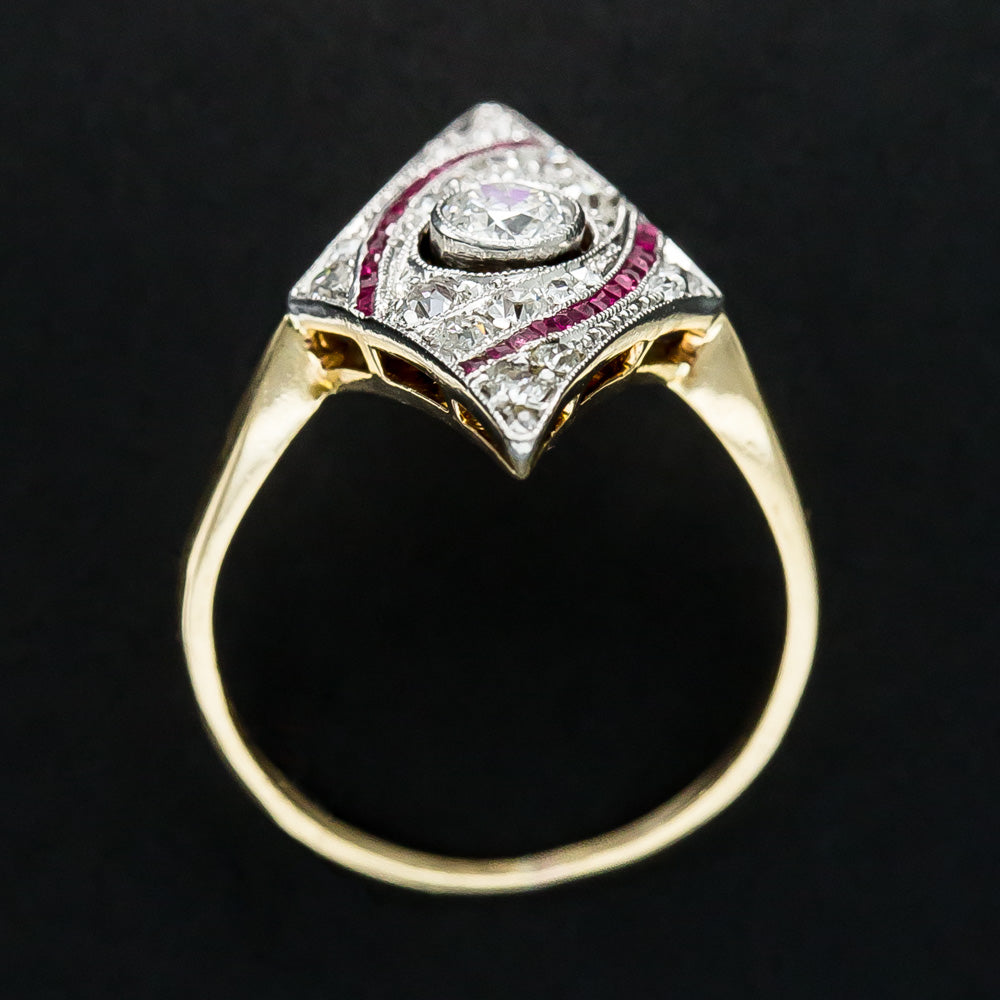 Edwardian Diamond and Ruby Dinner Ring - 9