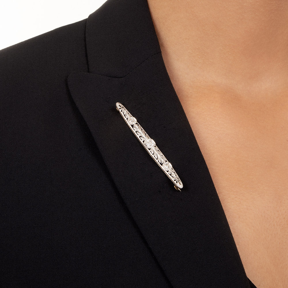Edwardian Diamond Bar Pin - 3