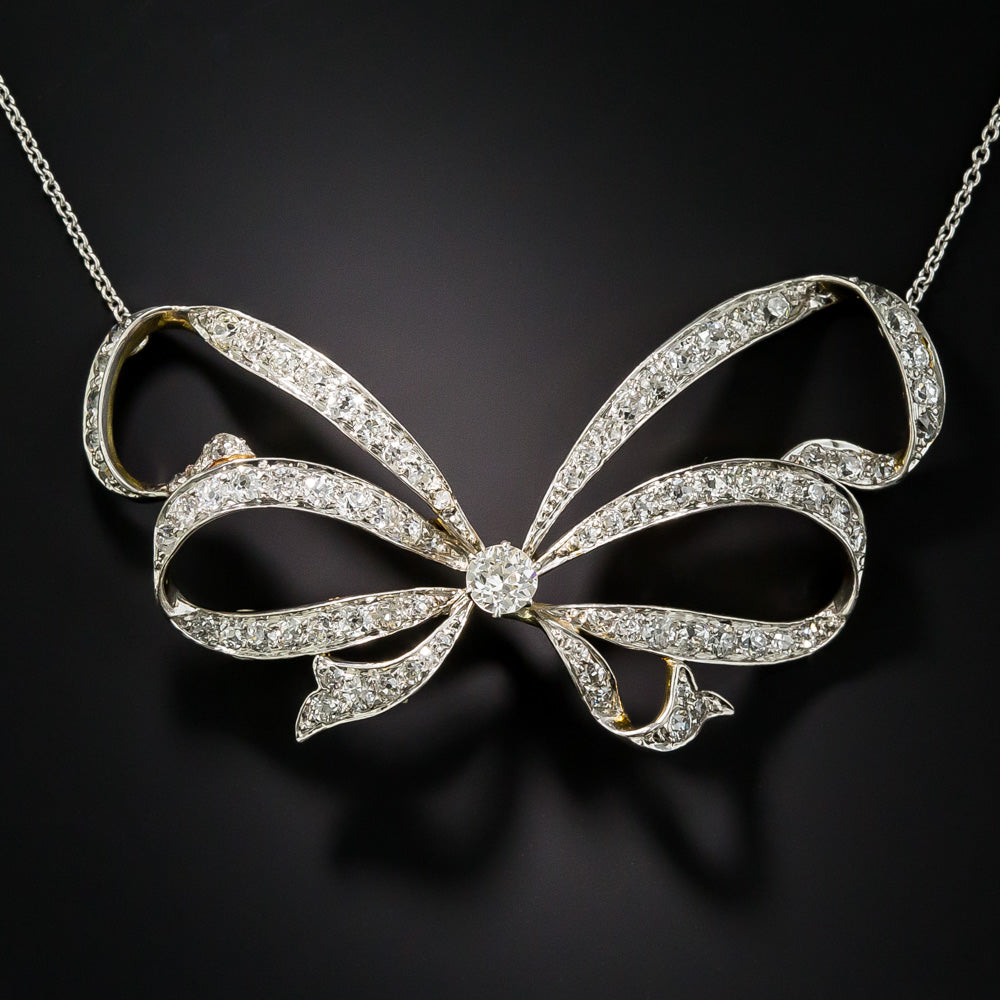 Edwardian Diamond Bow Necklace - 5