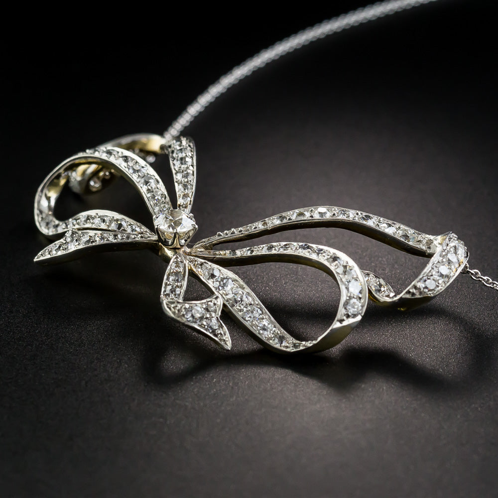 Edwardian Diamond Bow Necklace - 7