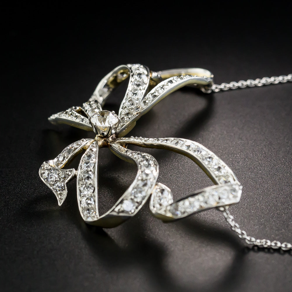 Edwardian Diamond Bow Necklace - 8