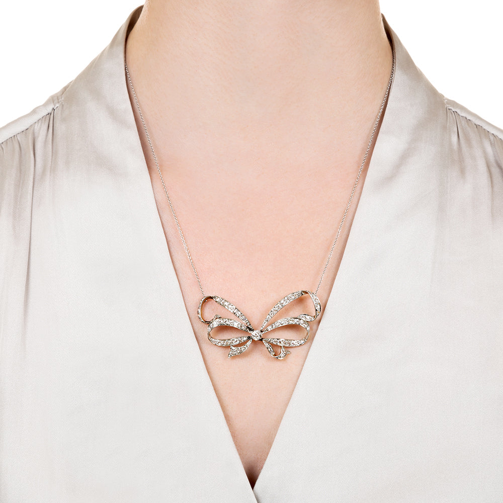 Edwardian Diamond Bow Necklace - 6
