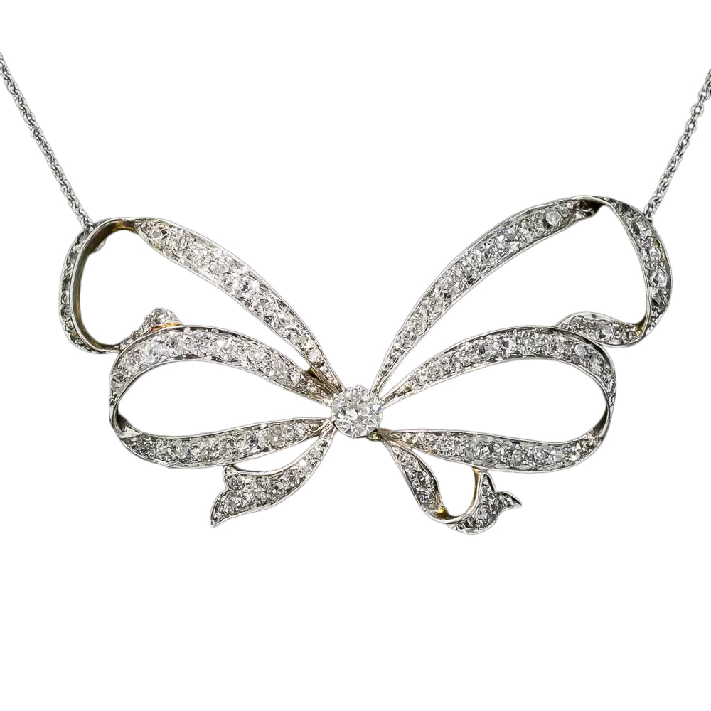 Edwardian Diamond Bow Necklace - 5