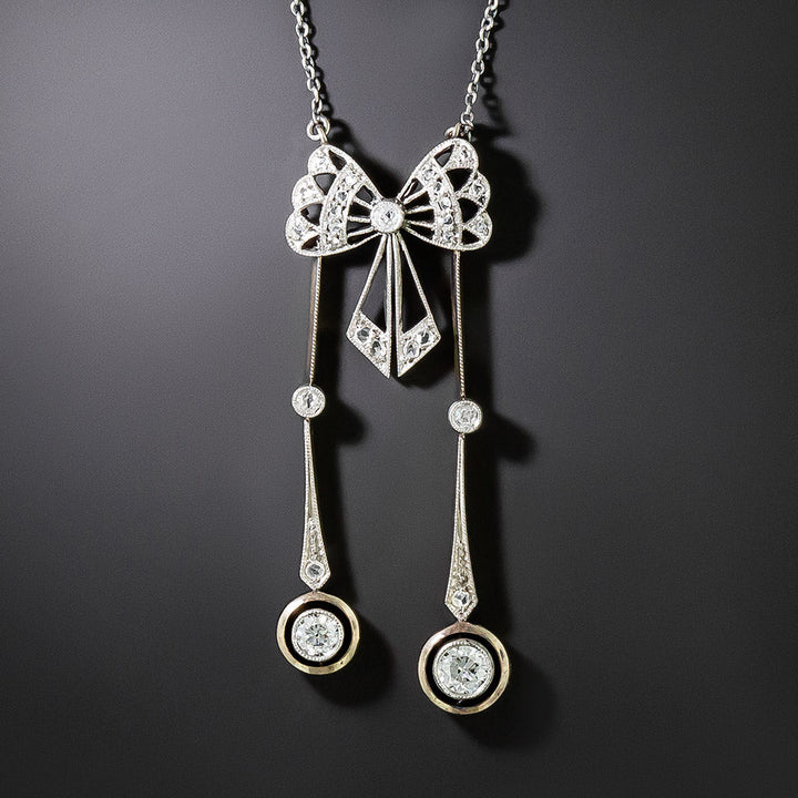Edwardian Diamond Bow Negligee Necklace