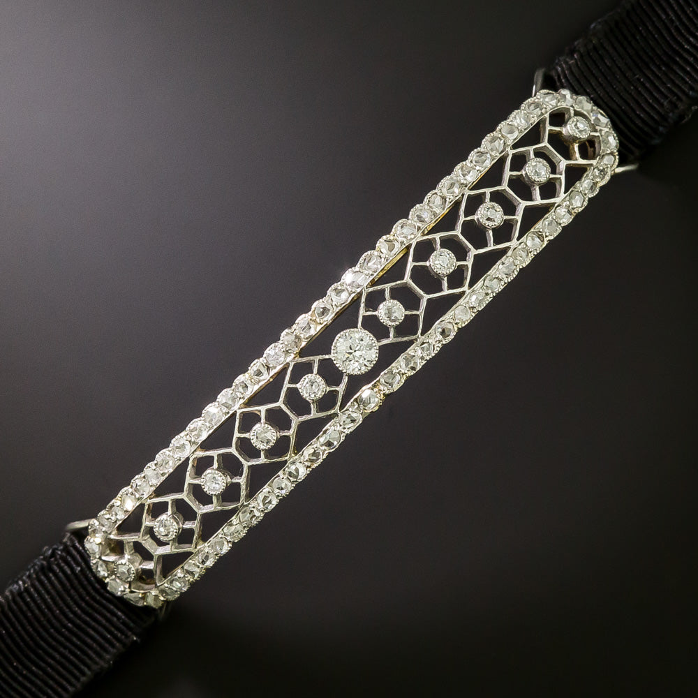 Edwardian Diamond Bracelet with Ribbon Strap - 2