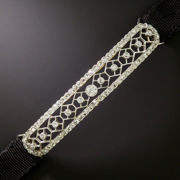 Edwardian Diamond Bracelet with Ribbon Strap