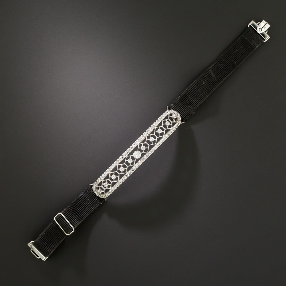 Edwardian Diamond Bracelet with Ribbon Strap - 3