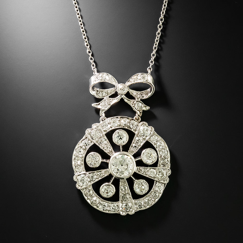 Edwardian Diamond Circle And Bow Necklace - 3