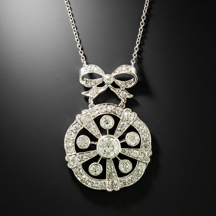 Edwardian Diamond Circle And Bow Necklace