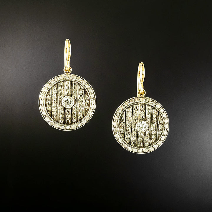 Edwardian Diamond Circle Dangle Earrings