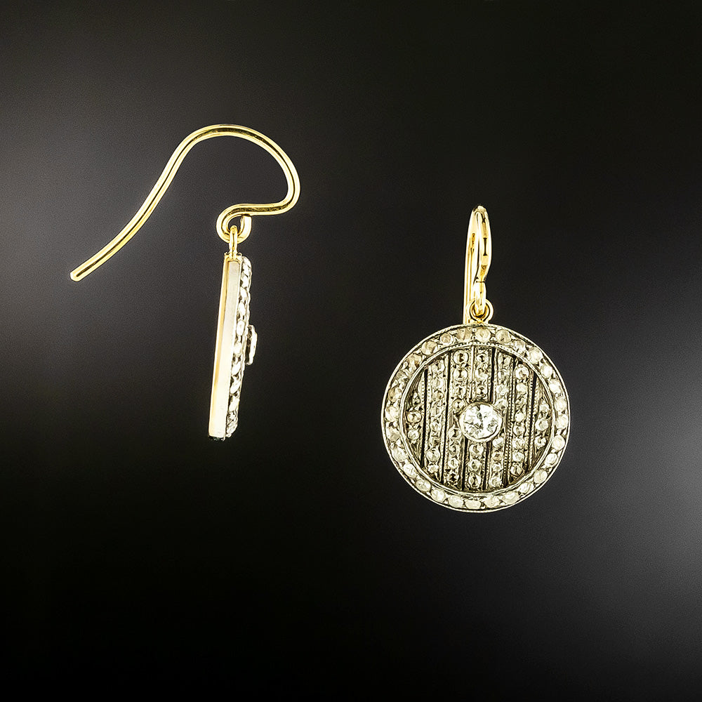 Edwardian Diamond Circle Dangle Earrings - 3