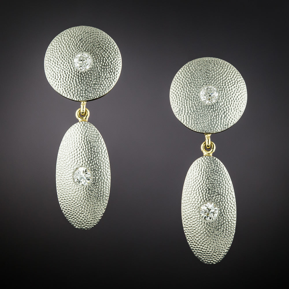 Edwardian Diamond Dangle Earrings - 1