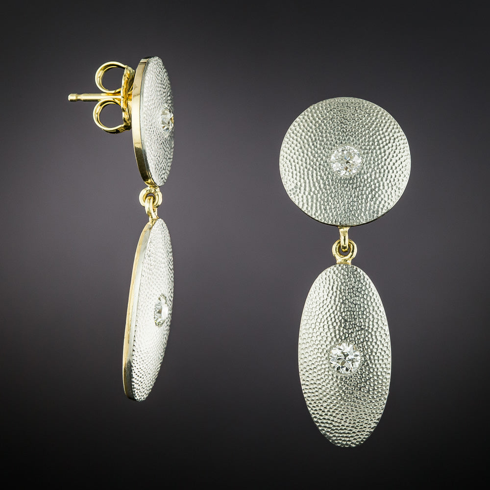 Edwardian Diamond Dangle Earrings - 2