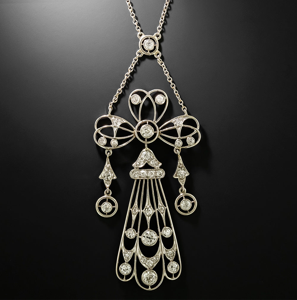 Edwardian Diamond Dangle Necklace - 3