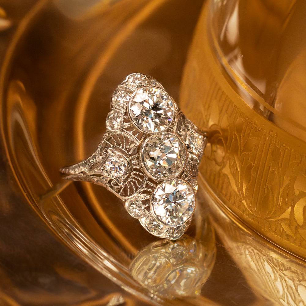 Edwardian Diamond Dinner Ring - 7