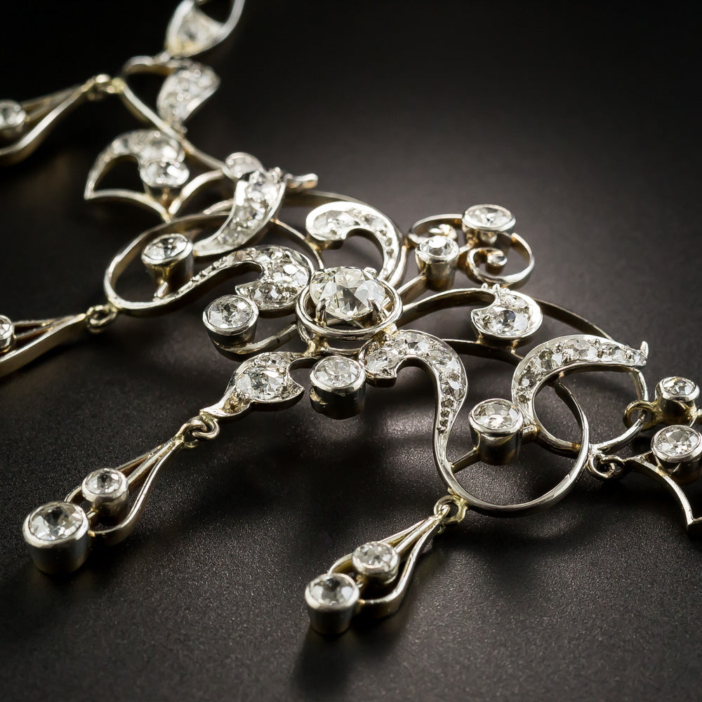 Edwardian Diamond Drop Necklace - 4