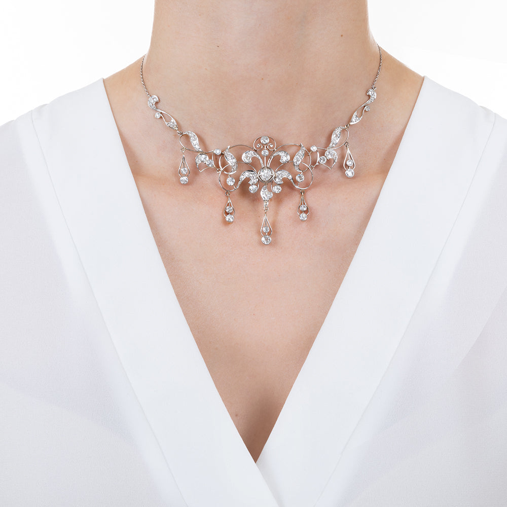 Edwardian Diamond Drop Necklace - 5