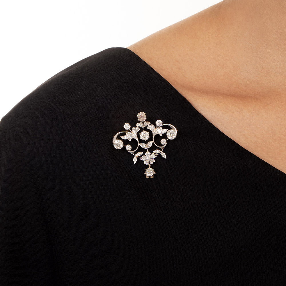 Edwardian Diamond Floral Pendant/Brooch - 7