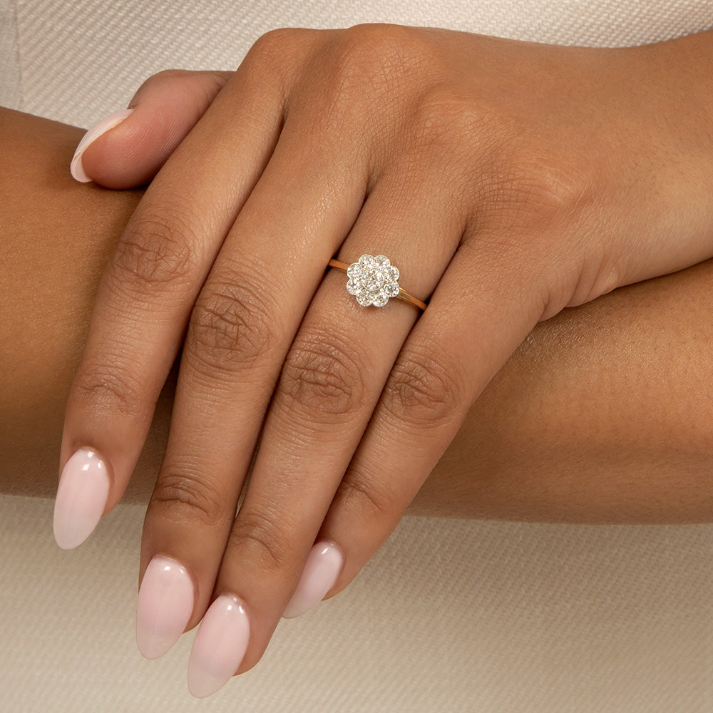 Edwardian Diamond Flower Ring - 5
