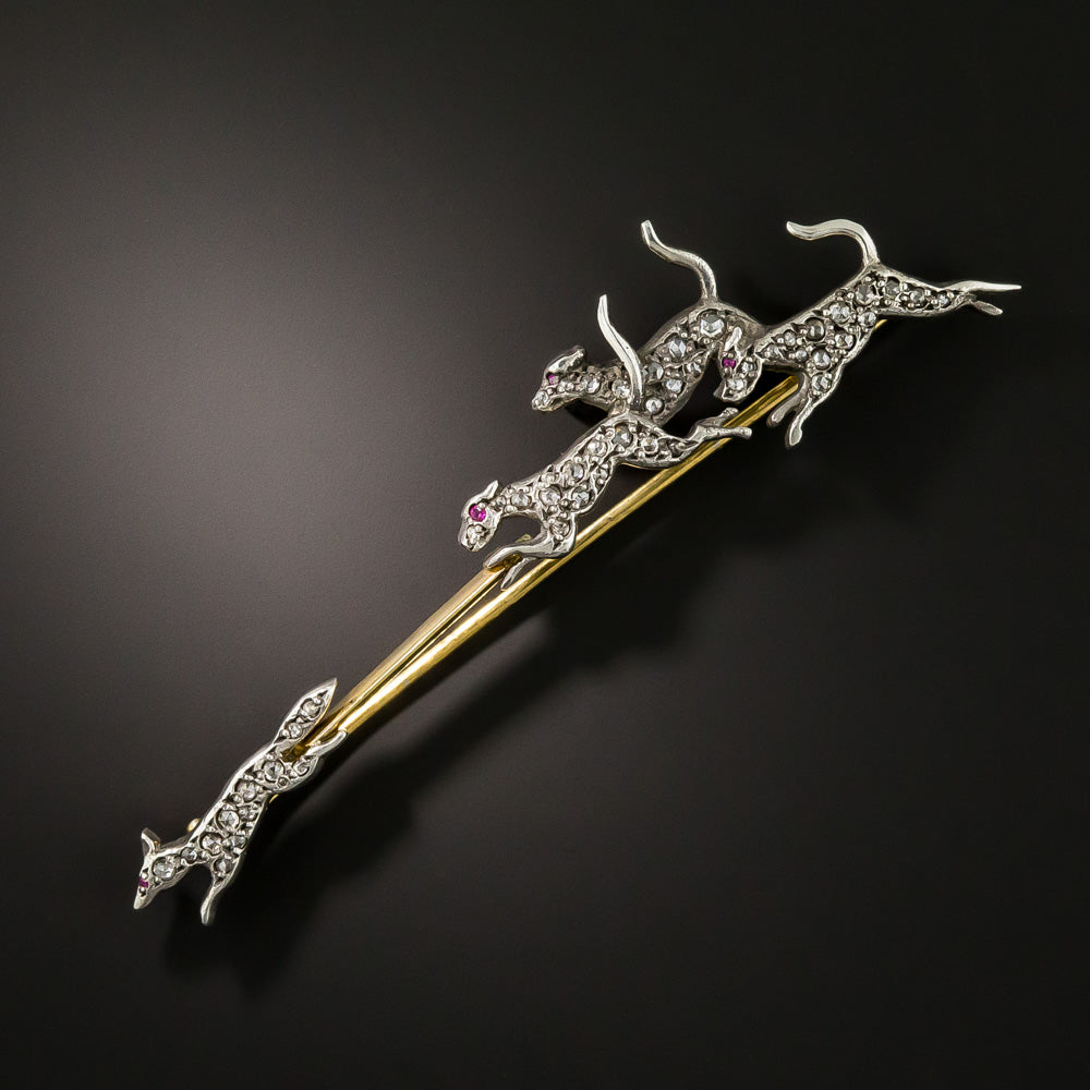 Edwardian Diamond Fox Hunt Pin - 2