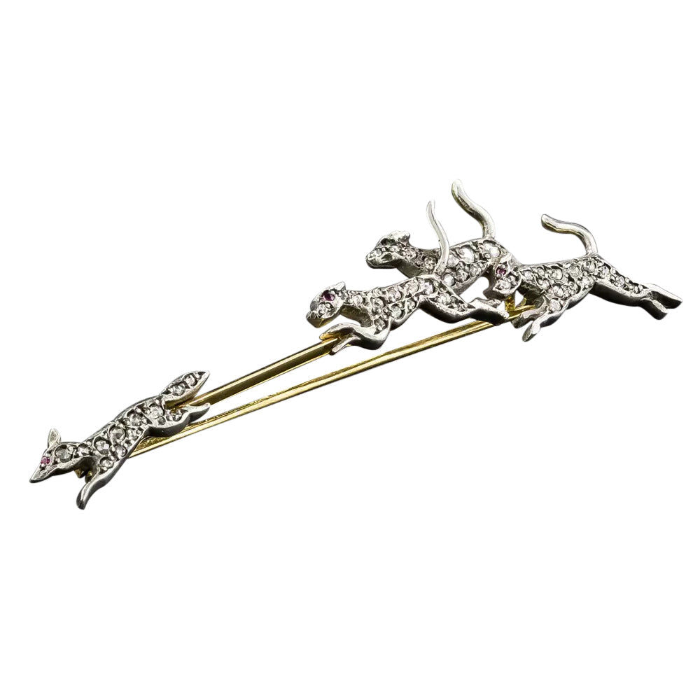 Edwardian Diamond Fox Hunt Pin - 4