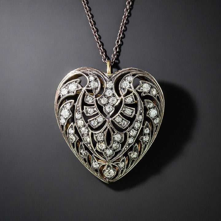 Edwardian Diamond Heart Pendant/Brooch