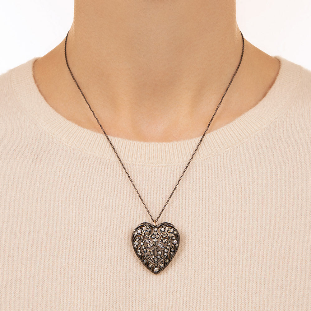 Edwardian Diamond Heart Pendant/Brooch - 4