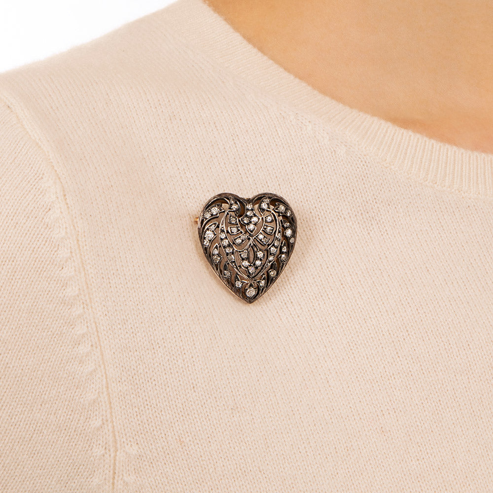 Edwardian Diamond Heart Pendant/Brooch - 5