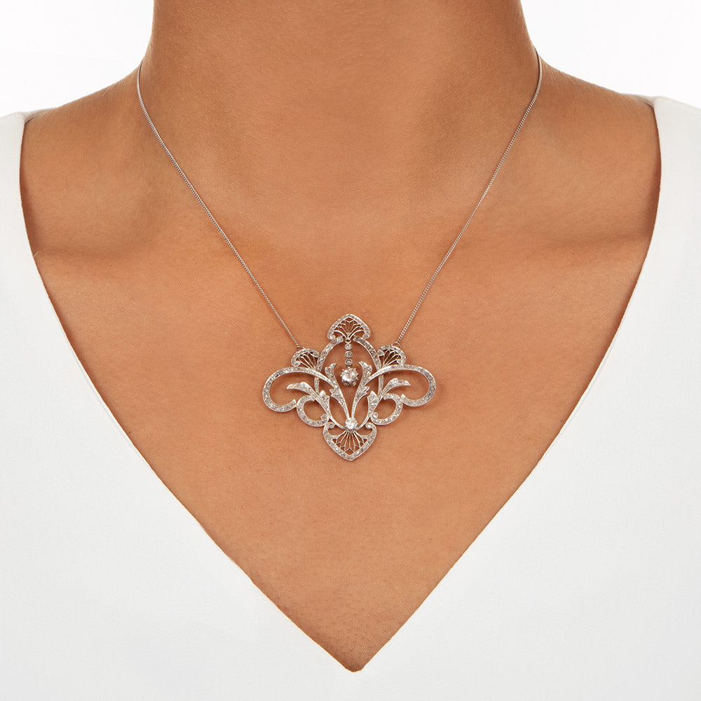 Edwardian Diamond Lavalière Necklace - 4