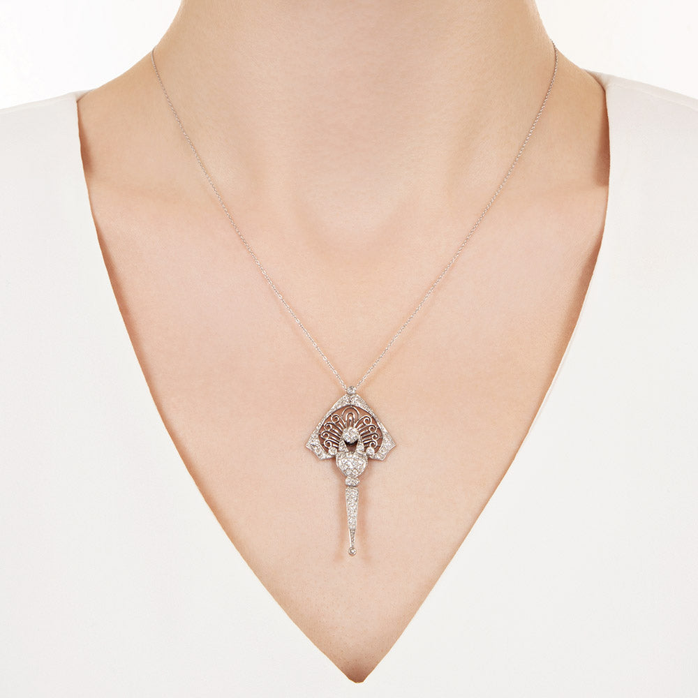 Edwardian Diamond Lavaliere Necklace - 3