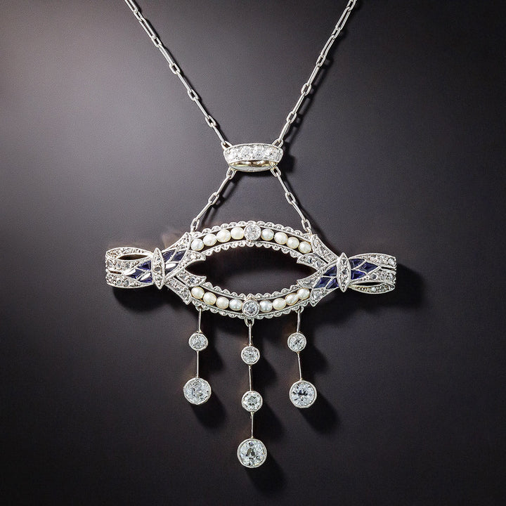 Edwardian Diamond, Pearl and Sapphire* Necklace