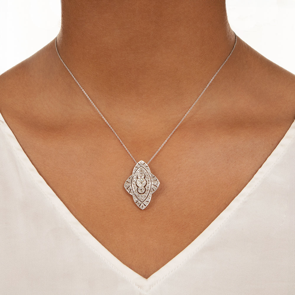 Edwardian Diamond Pendant Necklace - 3