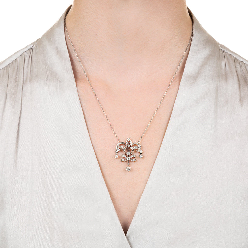 Edwardian Diamond Pendant Necklace - 4