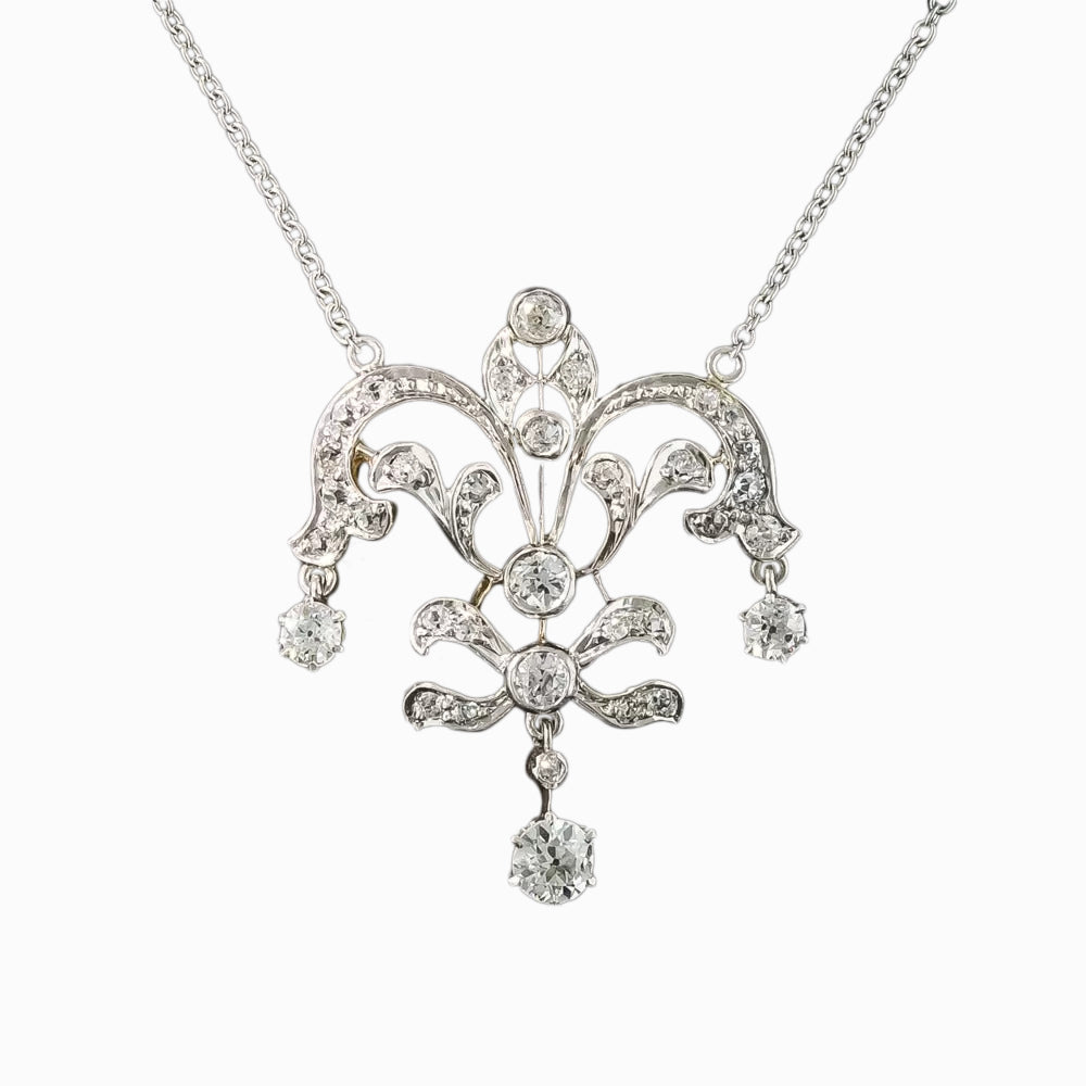 Edwardian Diamond Pendant Necklace - 3