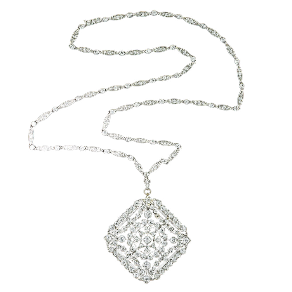 Edwardian Diamond Pendant Necklace/Brooch - 4
