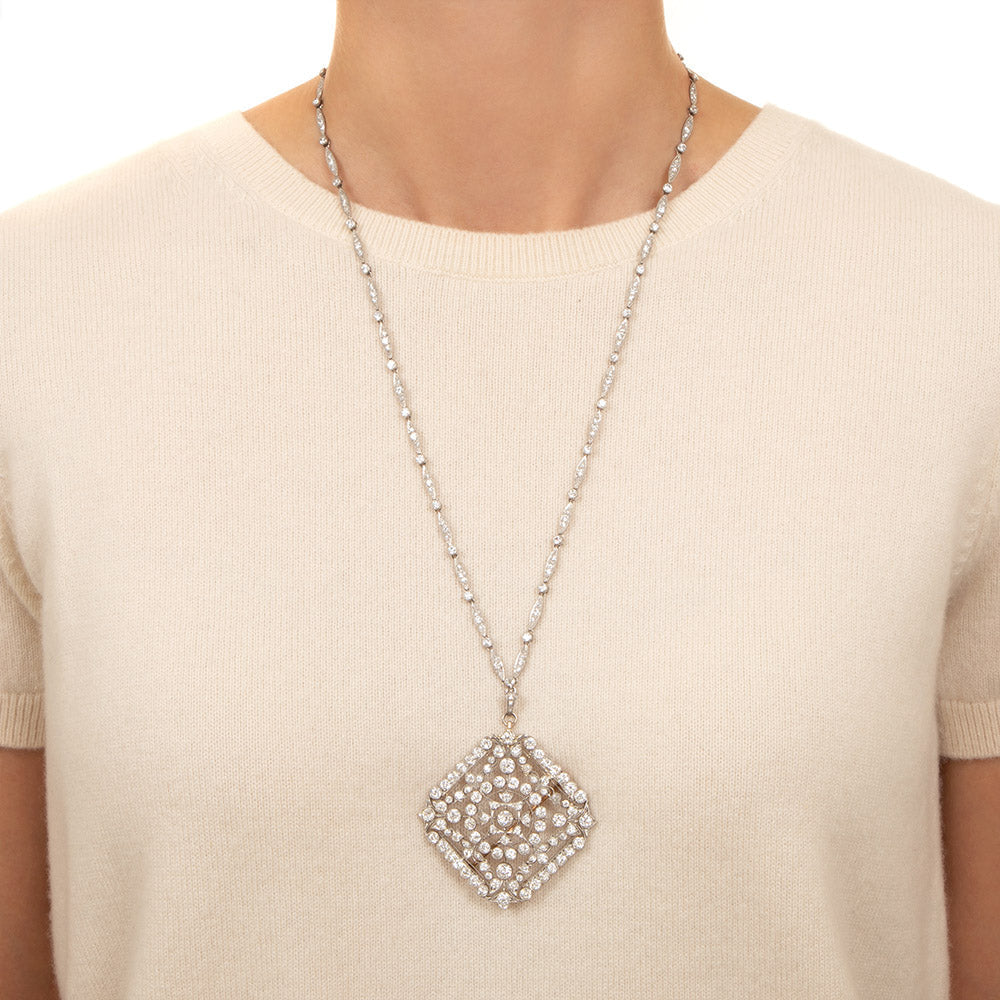 Edwardian Diamond Pendant Necklace/Brooch - 5