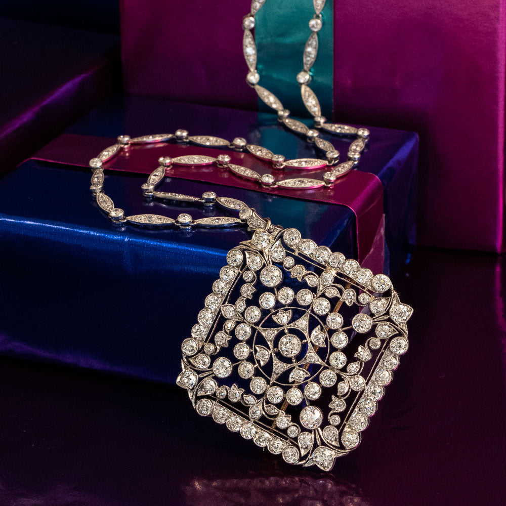Edwardian Diamond Pendant Necklace/Brooch - 7