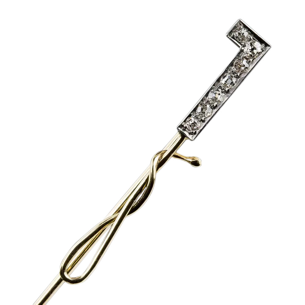 Edwardian Diamond Riding Crop Stick Pin - 5