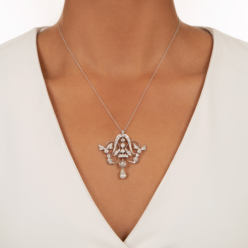 Edwardian Diamond Scroll Necklace - 3